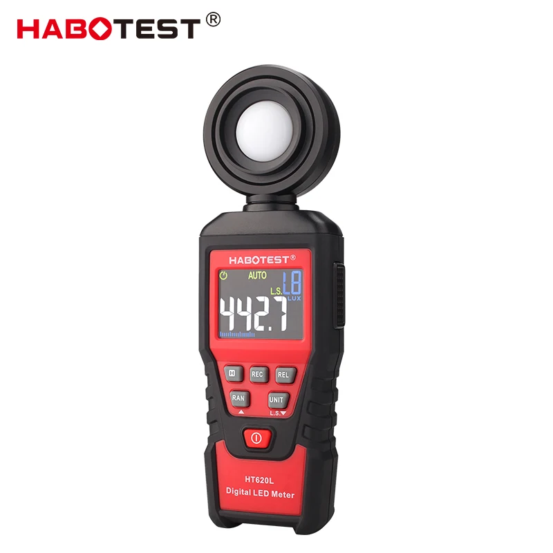 

Habotest Lux Meter Digital Light Meter 180 degree rotatable detect HT620L Handheld Digital Luminance tester LCD Bargraph Display