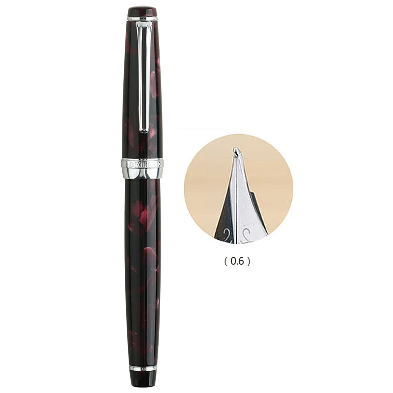 Red-0.6mm Перьевая ручка чернила полностью металлические ручки с зажимом Moonman Delike New Moon Смола перьевая ручка Иридиум дополнительный тонкий наконечник школьные офисные принадлежности - Цвет: Red-0.6mm