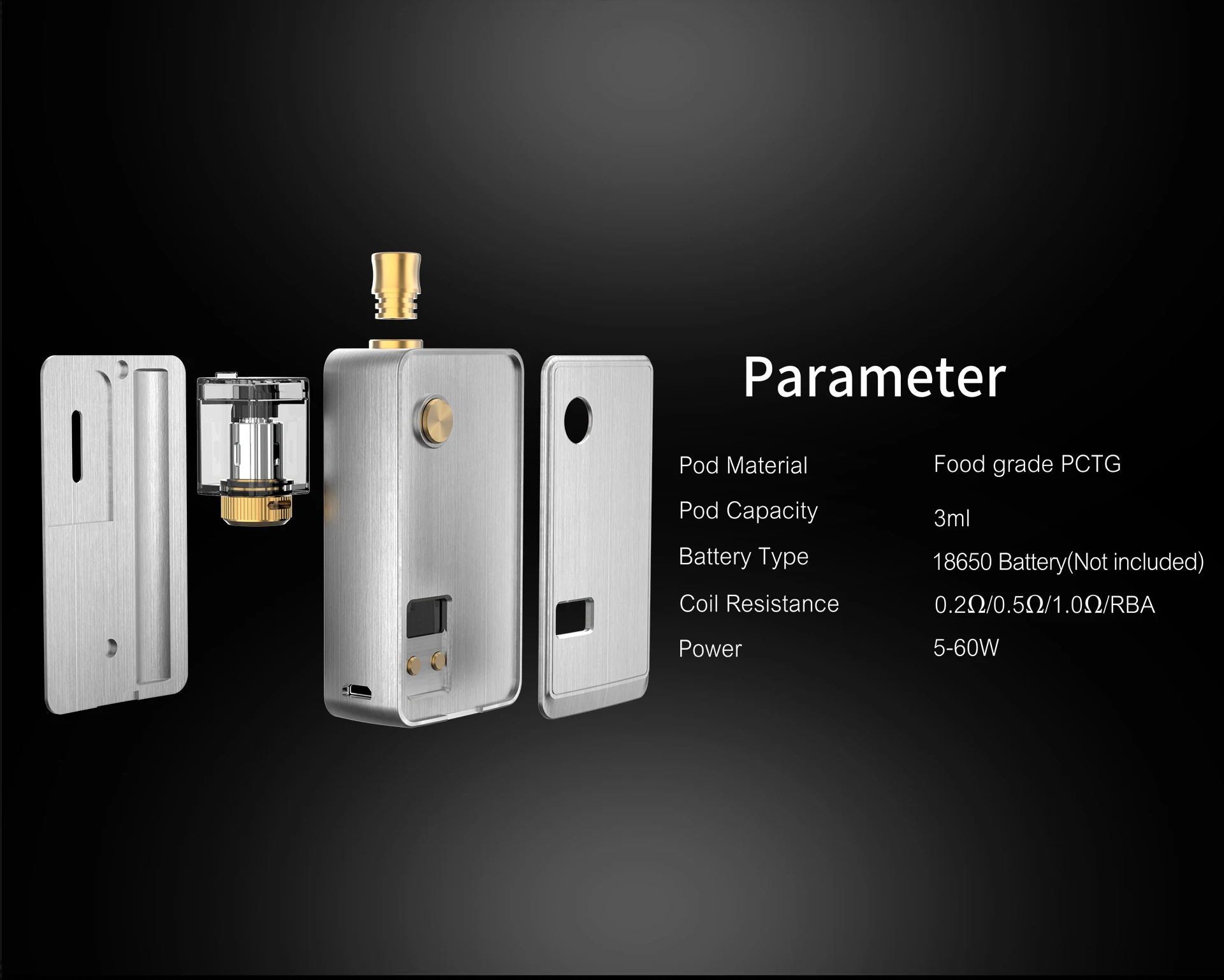 Think Vape ZETA RBA Pod Kit питание от аккумулятора 18650 3 мл 60 Вт vape mod вейп-комплект электронной сигареты