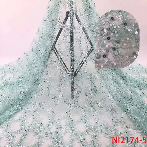 picture 5 NIAI африканская чистая кружевная ткань высококачественные блестки нигерийская Свадебная лента ткани 5 ярдов французский кружевной тюлевый материал NI2174-6 - Цвет: picture 5