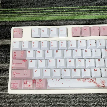 

Cherry Blossom Keycaps Full Set Mechanical Keyboard Keycaps PBT 5 Face Dye-Sublimation Keycap For All Sakura Keycap Set