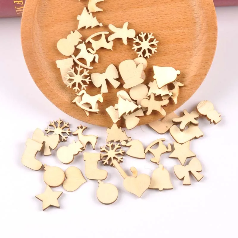 DIY из натурального дерева чип Рождественская елка подвесная подвеска с героем аниме детские подарки Снежинка дерево рождественские украшения mt2518