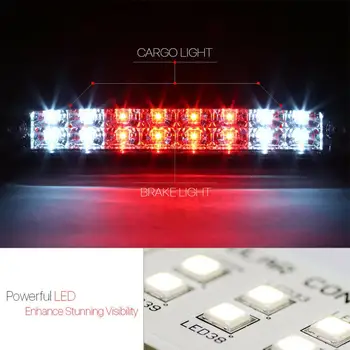 

Black Clear LED Third Stop Brake Light Cargo Fit for Ford F250/93-11 Ranger/B2500 99-16 Truck Side Strobe Warning Light