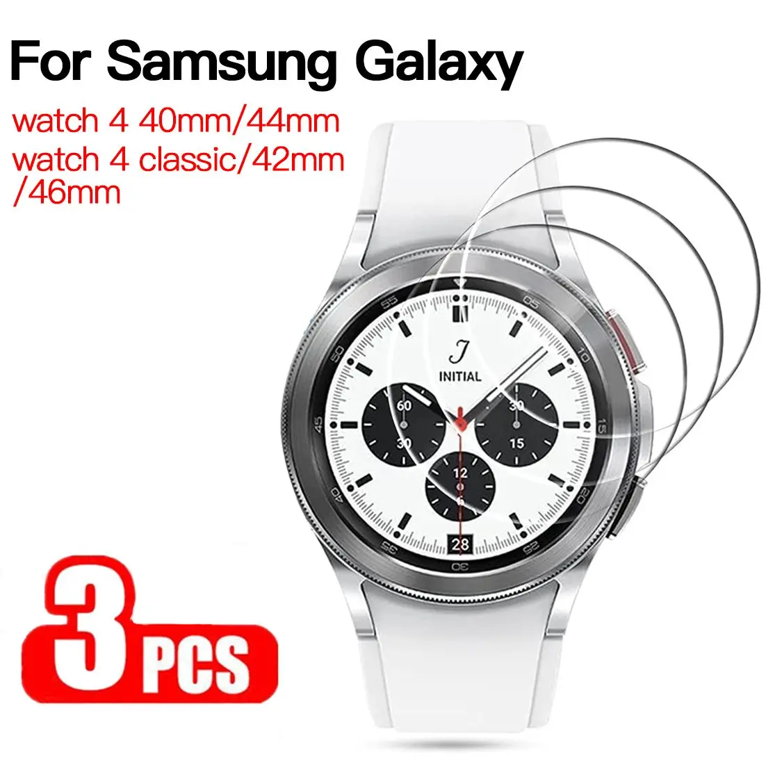 For Samsung Galaxy Watch 4 Tempered Glass Screen Protective Film Guard for Watch 4 40/44mm Classic 42/46mm Protection Films 5pcs