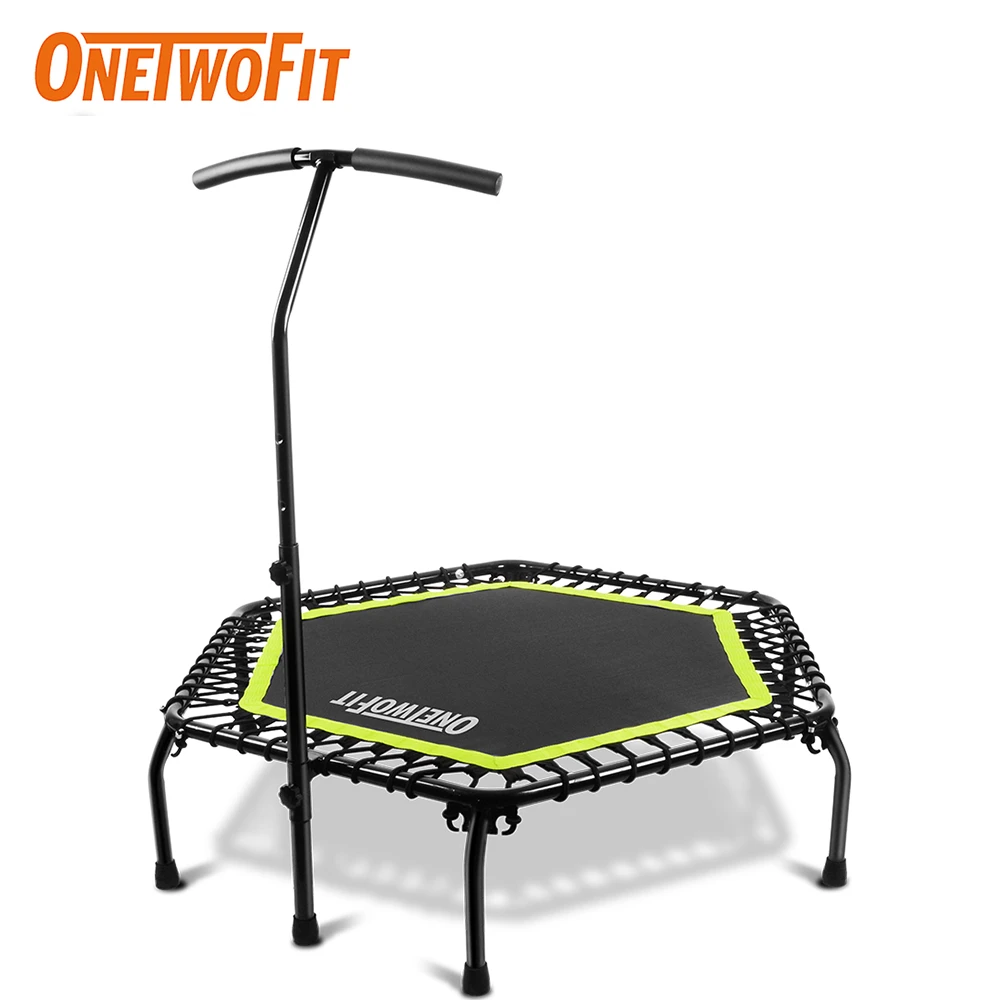 OneTwoFit 45" Silent Mini Trampoline for Kid Jump With Adjustable Handle Bar Fitness Equipment Bungee Workout Indoor Gym|Trampolines| AliExpress