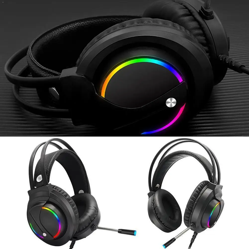 Professional Led Light Gaming Headphones For Computer Bass Stereo Headset PS4 Wired PC Over Mic Adjustable Gifts Ear With G