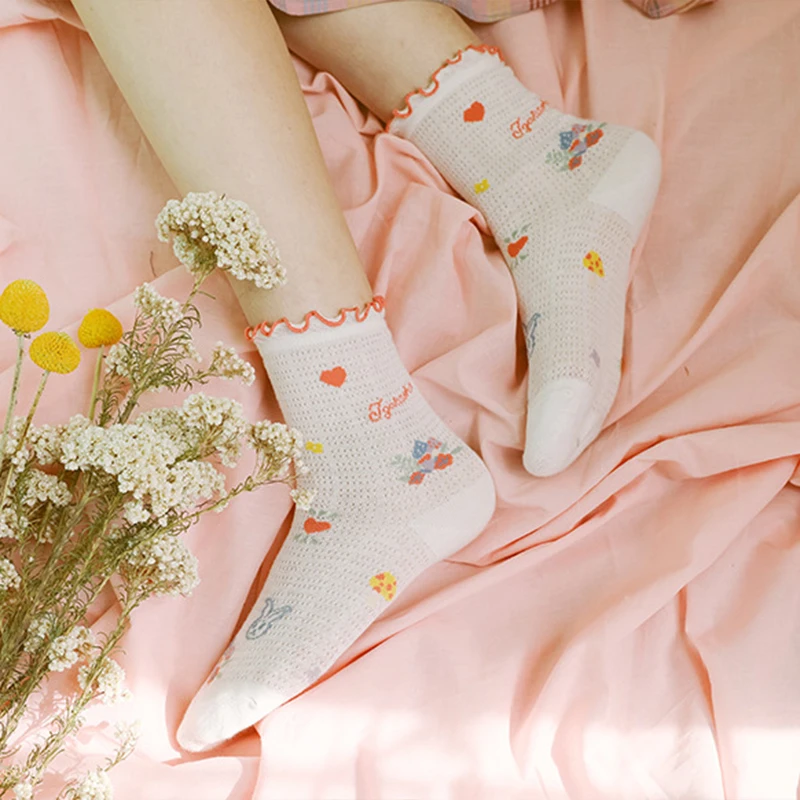 Japan Style Rabbit Socks Women Breathable Mesh Cotton Socks Girls Thin Soft Funny Socks Girls Dress Calcetines Streetwear