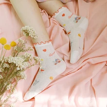 Japan Style Rabbit Socks Women Breathable Mesh Cotton Socks Girls Thin Soft Funny Socks Girls Dress Calcetines Streetwear