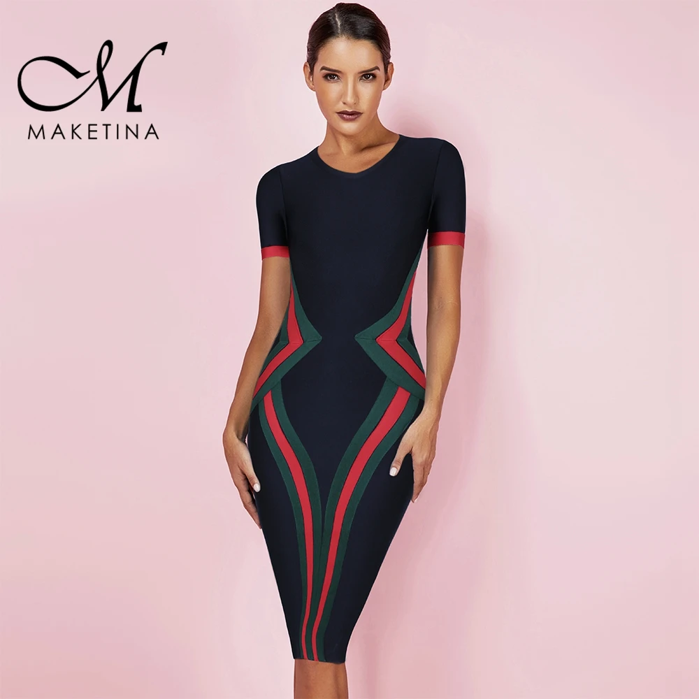 Женское Бандажное платье Maketina черное Клубное вечернее бодикон элегантное