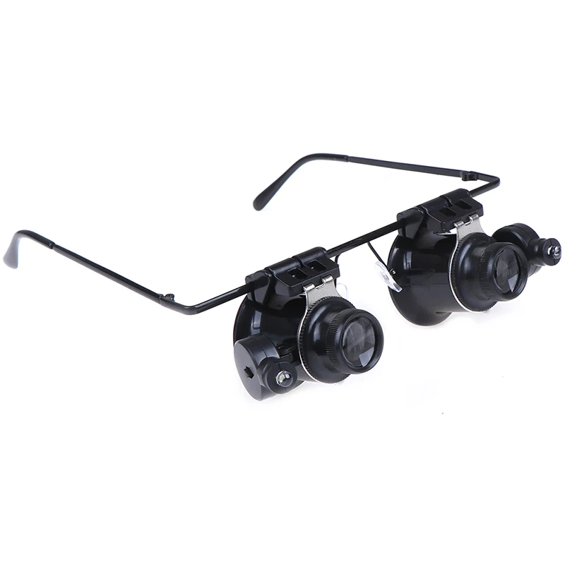 JETTING LED Magnifier Glasses Magnifier 20X Double Eye Jewelery Watch Repair Tools Loupes Eyewear Magnifying Glass Light