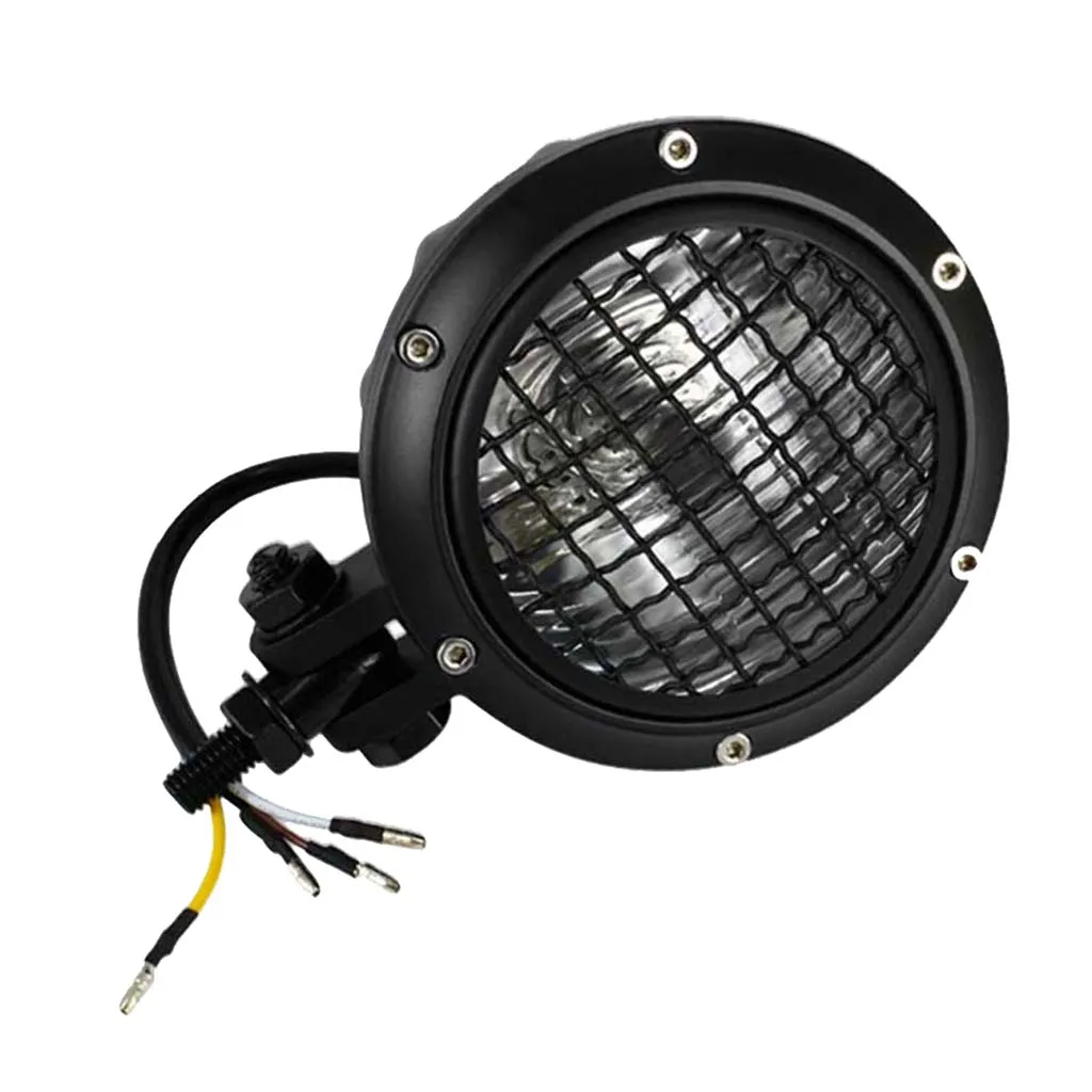  12V Black Retro Front Headlight Headlamp Universal for Motorcycles Dirtbike Waterproof Fits for Harley Yamaha 