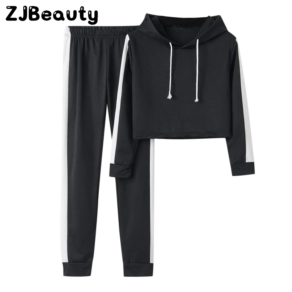 Женский спортивный костюм из 2 предметов однотонная толстовка с капюшоном и