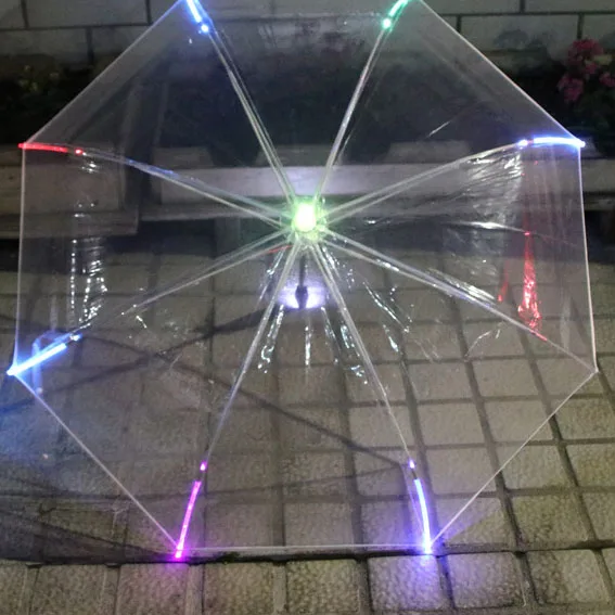 Светодиодный светильник Прозрачный Unbrella для экологичного подарка Сияющие светящиеся Зонты вечерние реквизит для мероприятия зонты с длинной ручкой
