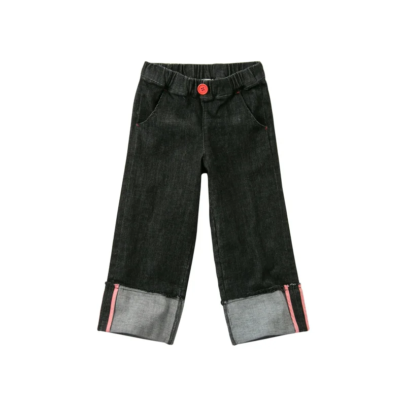 DBK10679 dave bella autumn kids girl jeans pants full length pants infant toddler trousers - Цвет: black