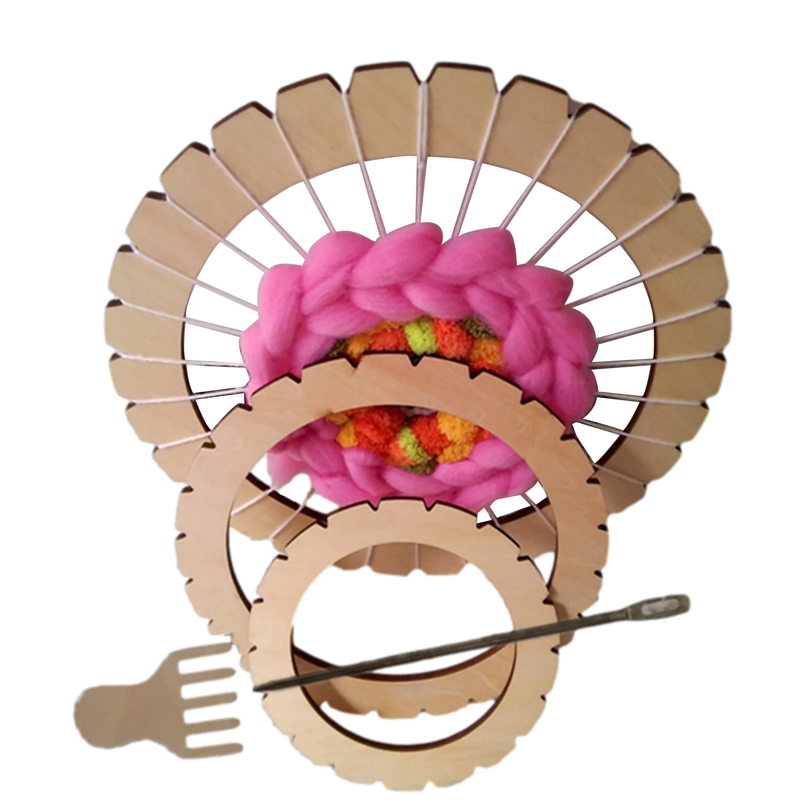 

Circular Wooden Loom Wooden Weaving Machine Multifunctional Household Loom Tapestry Tool With Knitting Crochet And Comb 3Pcs/Set