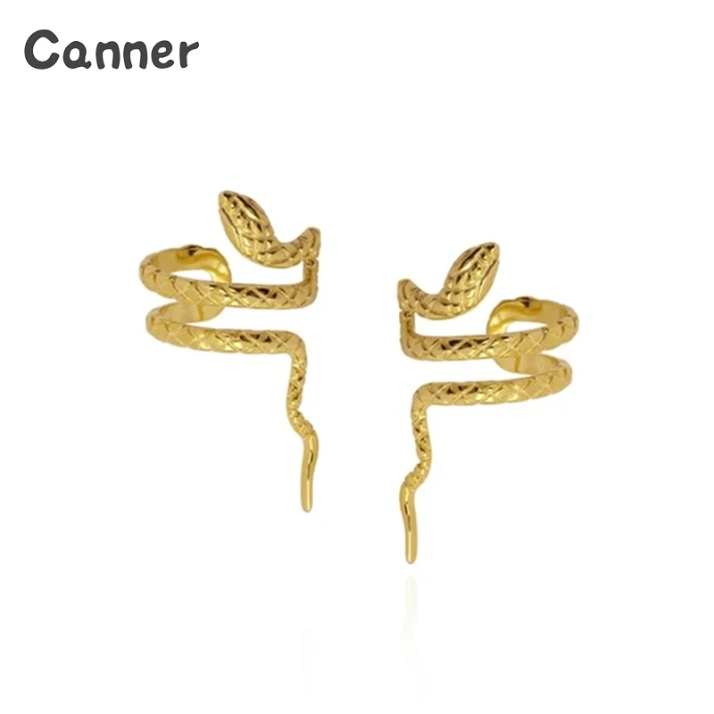 

Canner Creative Snake 925 Sterling Silver Clip Earrings for Women Gothic Party Gift No Piercing Ear Cuff Kolczyki Damskie