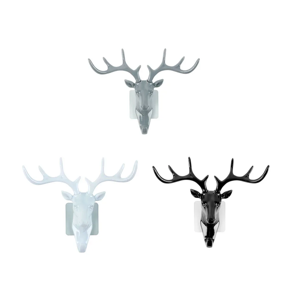 

2019 New Useful Vintage Deer head Animal Clothes Hanger Wall Mounted Hook Home Door Decoration Antler Hook