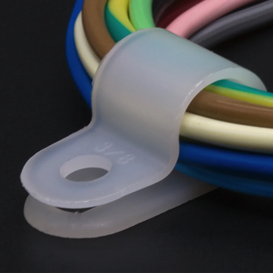 500pcs or 1000pcs R Type Fixed Clamp R1/8 R3/16 R1/4 R5/16 Power Cord Buckle PA66 Harness Fixing(Requires Screw Fixing