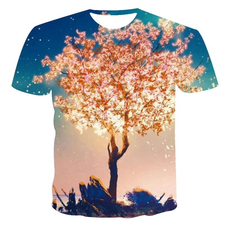 

Color Landscape Pattern Men's T-Shirt 3D Printing Animation Comfortable Top Fashion Street Style Customizable Pattern