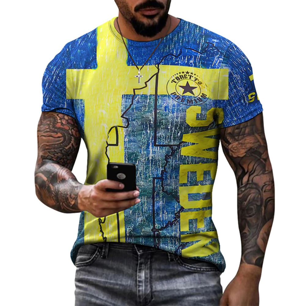 2021 New Summer Russian Flag Men's Casual Fashion T-Shirt Round Neck Cool And Lightweight Slim Muscle Fitness | Мужская одежда