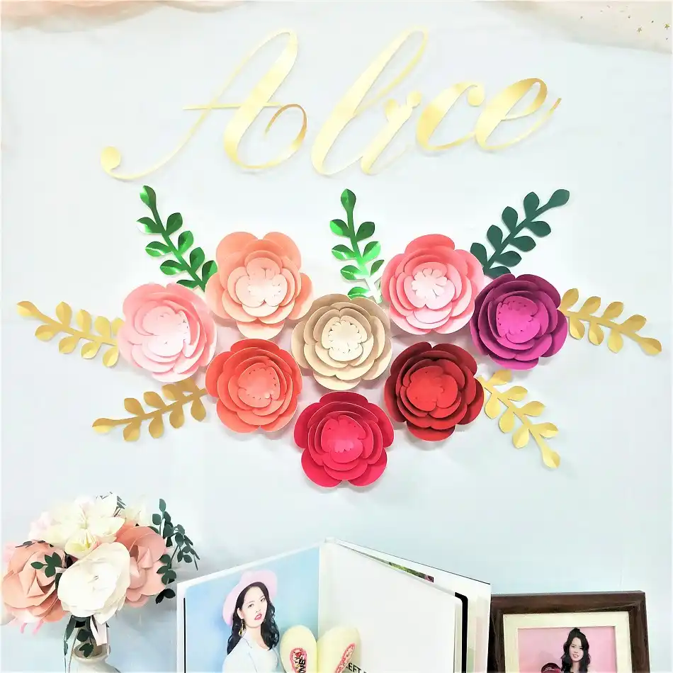 Diy Nursery Wall Decor Paper Flowers Leaves Set For Birthday