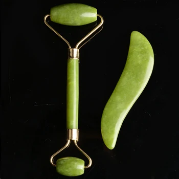 

2pcs/Set Of Gua Sha Scraping Tool Facial Jade Stone Massager Roller Face Massager For Body Care Massage Stick