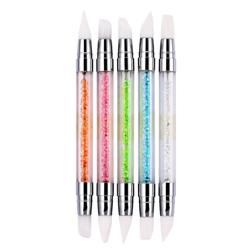 

5 Pcs/set 2 Way Dual Heads Silicone Nail Art Sculpture Pen 3D Colorful Liner Petal Builder Brush Gel Polish Manicure Tools TB16