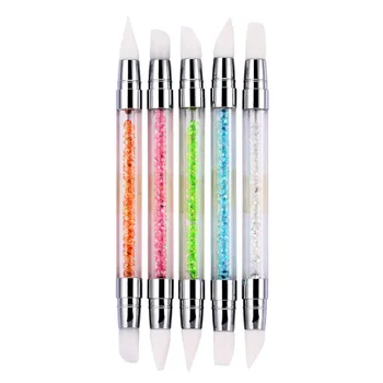 

5 Pcs/set 2 Way Dual Heads Silicone Nail Art Sculpture Pen 3D Colorful Liner Petal Builder Brush Gel Polish Manicure Tools TB16