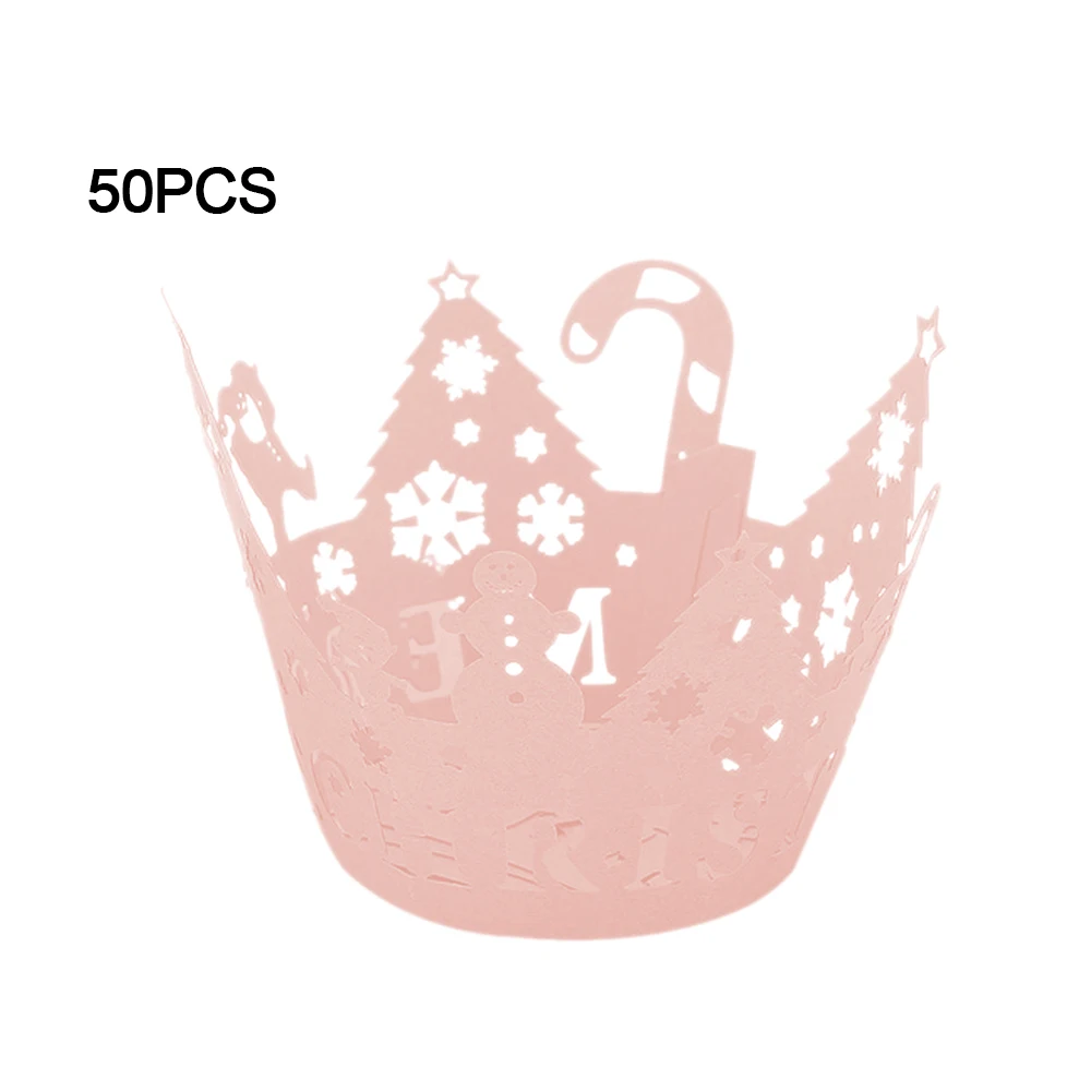 Matte Pink 50 шт. лазерная резка обертки для кексов Декор свадьба день рождения для украшения детского душа обертка зеркало Корона Форма маленький торт чашка - Цвет: Matte Pink