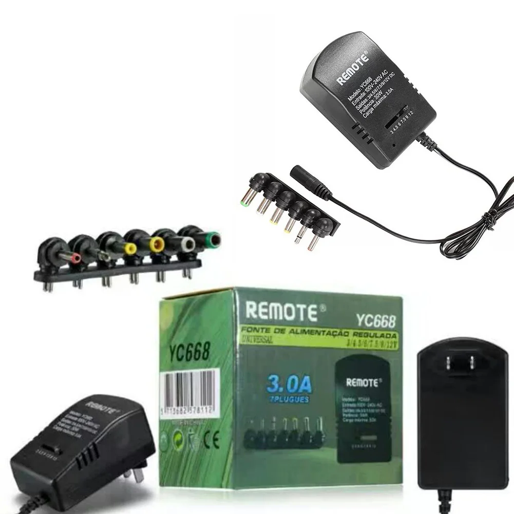 

Universal Adjustable Power Adapter Multi Voltage 3V 4.5V 6V 7.5V 9V 12V Power Supply Adapter Converter Cable 7 Plugs 30W