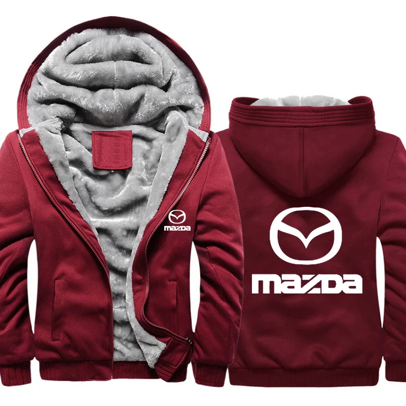 Мужские толстовки с капюшоном с логотипом Mazda Car, мужская куртка с капюшоном, повседневные зимние Утепленные флисовые хлопковые куртки на молнии, мужские спортивные костюмы