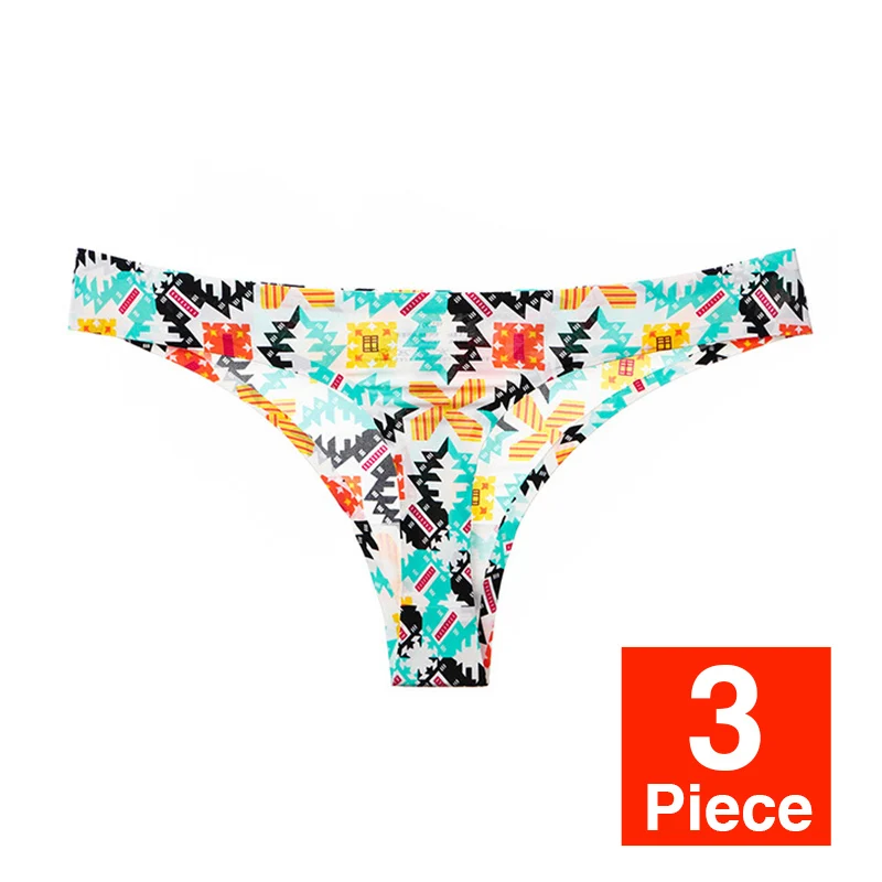 K 3pcs 3 шт., сексуальные стринги, бесшовные шелковые трусики, набор для женщин, стринги, низкая посадка, трусы, нижнее белье, Леопардовый принт, женское нижнее белье# D - Цвет: K 3pcs
