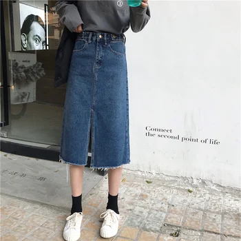 

2020 Spring And Summer New Youth Fashion Was Thin Package Hip Skirt Slim Skirt Ins Wild High Waist Denim Skirt Women S-XL