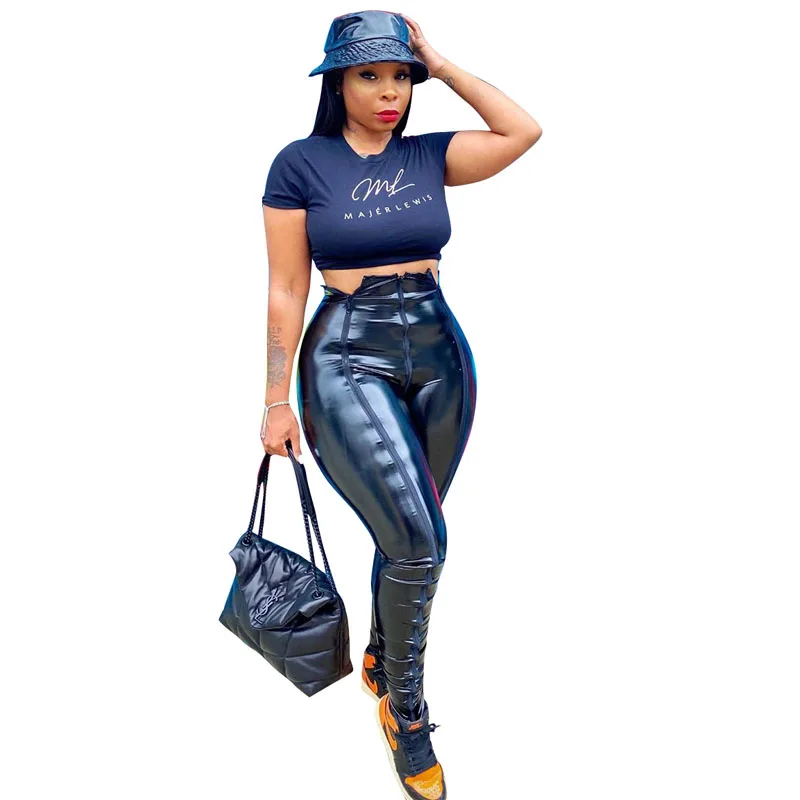 

2020 Winter Pants Leather Leggings Women's Casual Pu Warm Female Split Trousers Slim Fit Autumn High Waist Leather Pants