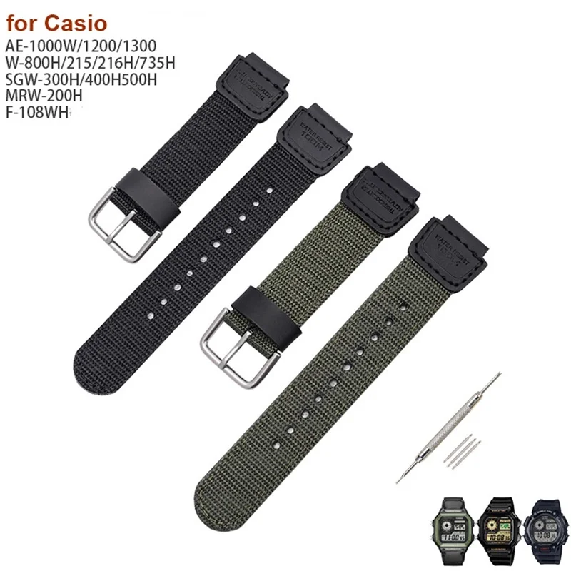 Cinturino In Nylon Per Casio Aq-S810W Aq-S800W Sgw-300H/400H Mrw-200H Ae-1000W Ae-1200 W-735H Aeq-110W Cinturino Sportivo
