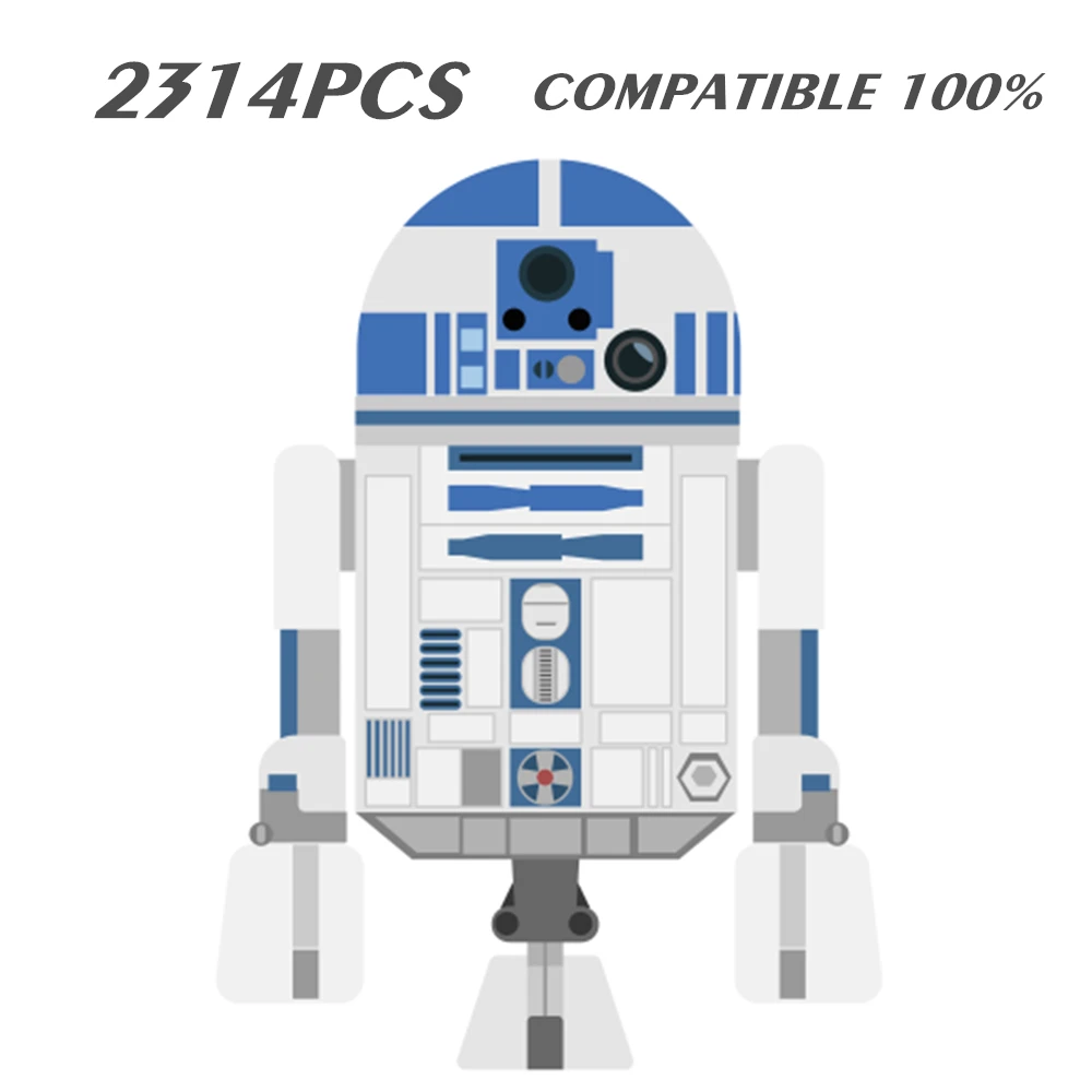 Photo Product Fit 75308 New 2314PCS Robot Star Space Wars R2d2 Bb8 Model R2-d2 Figures Building Block Bricks Boy Birthday Gift Toy Kid