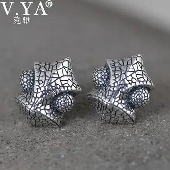 

V.YA 925 Sterling Silver Lizard Stud Earrings Retro Punk Men Women Earring Thai Silver Hiphop Jewerly