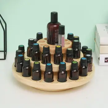 

Three-layer Large-capacity Essential Oil Box Round Turntable Solid Wood 39 Grid Aromatherapy Oil Display Stand Home Decor Rack