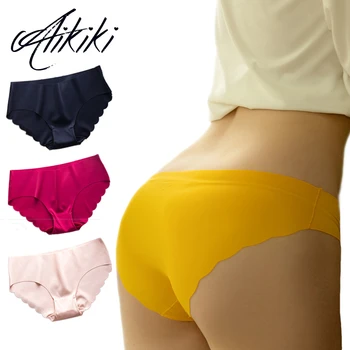 

Women's Seamless Panties Solid Ultra Thin Panties Underwear Women's Sexy low Rise Ruffles Wave Briefs Lingerie Tanga Culotte
