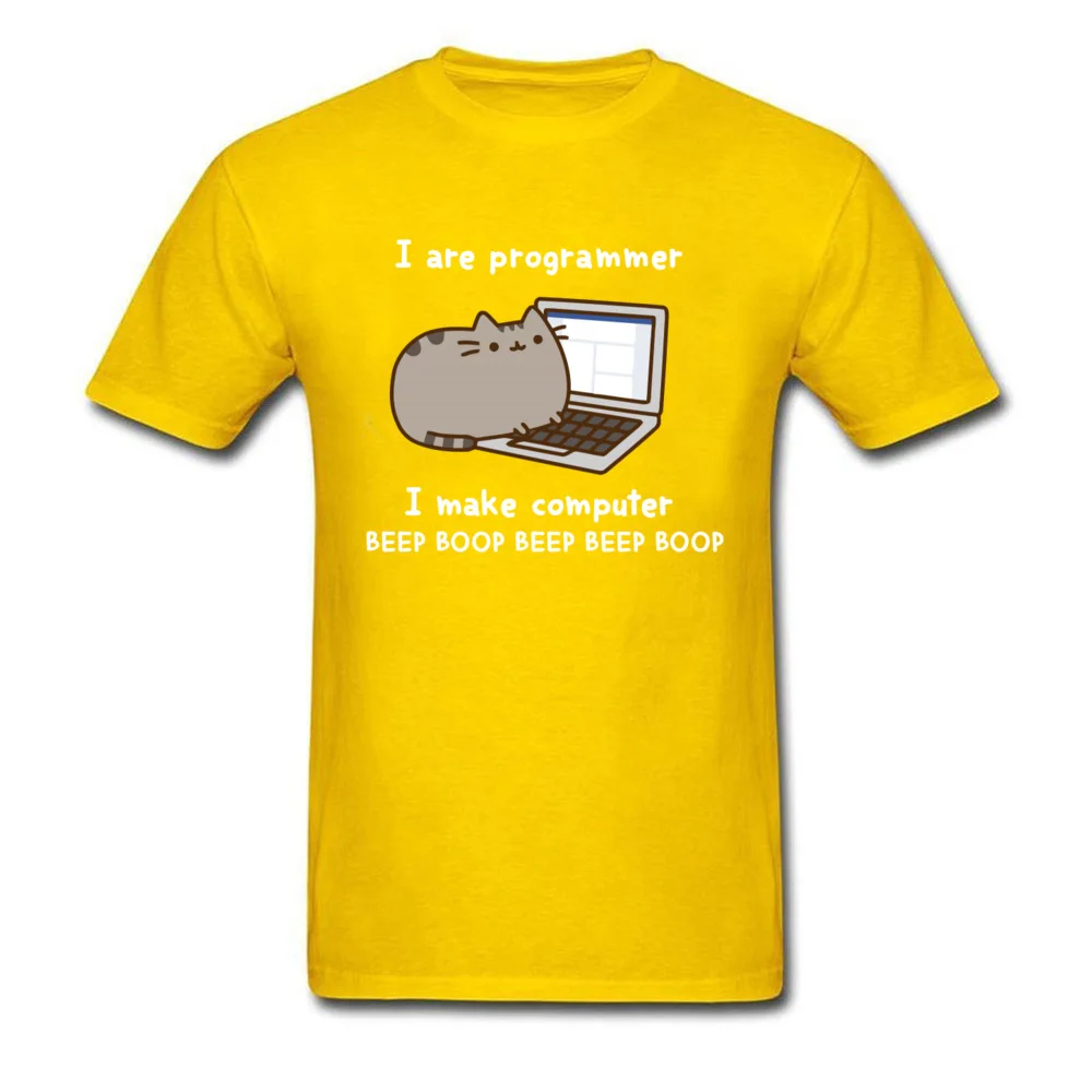 BirthdayCasual Short Sleeve Tops Tees Summer/Autumn 2018 Round Collar Cotton Fabric T-shirts Boy T-shirts programmer_cat_12  programmer_cat_12 yellow