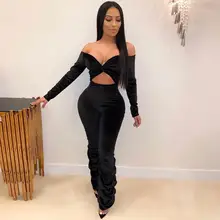 Casual Pleated Womens Jumpsuit Fashion Solid Color Off Shoulder Hollow Out Creased Slim Winter Rompers Ropa Mujer 2020 New Hot E Casual Pleated Womens Jumpsuit Fashion Solid Color Off Shoulder Hollow Out Creased Slim Winter Rompers Ropa Mujer 2020 New Hot E