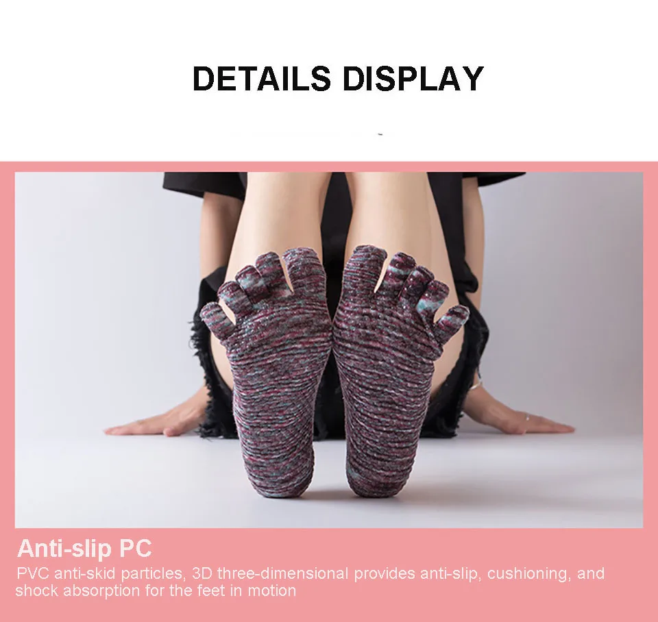 KoKossi Full Toe Halter Yoga Socks Breathable Comfortable Soft Shockproof Non-slip Durable Sweat-absorbent Yoga Ballet Socks