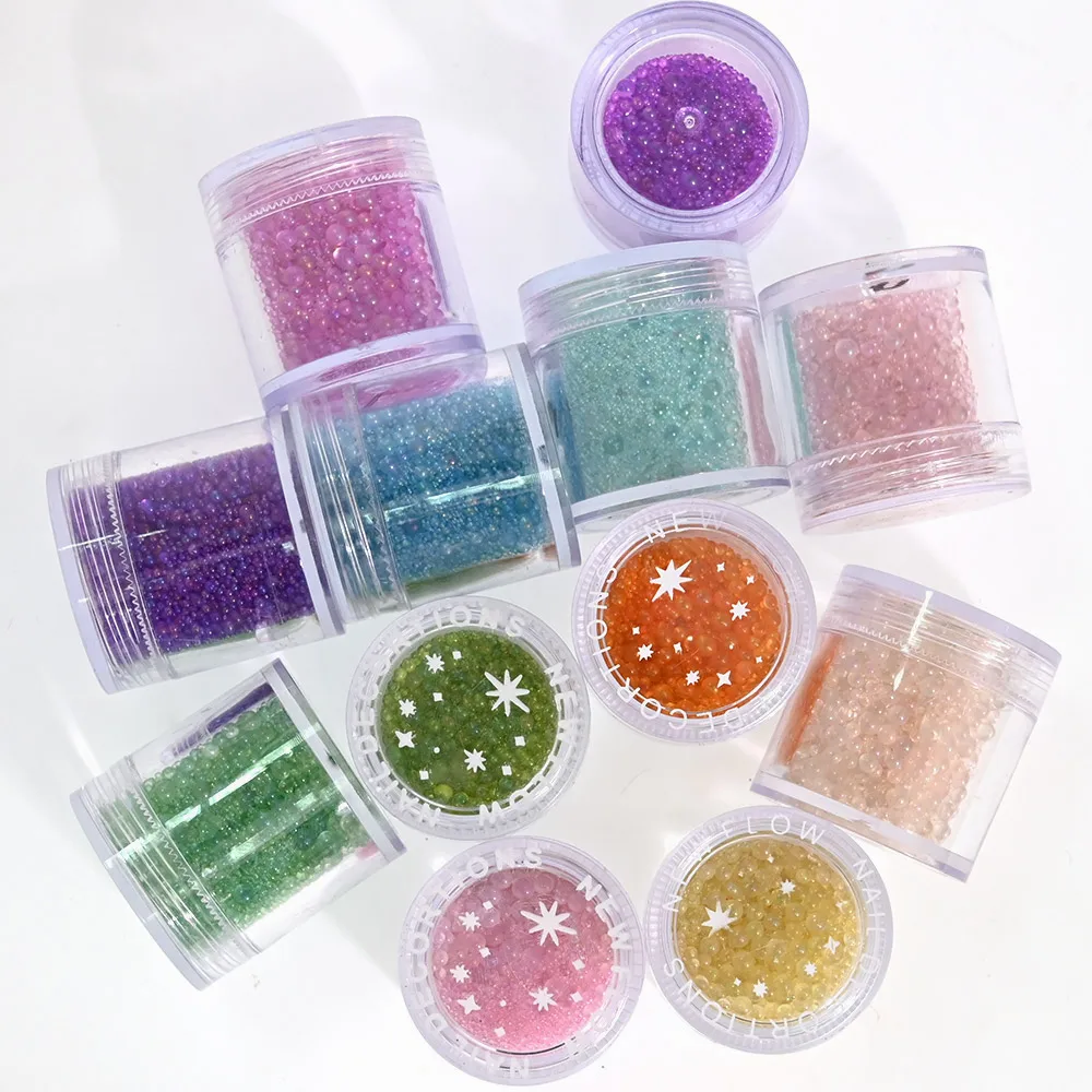 Caviar Beads Mix Design Nail Art  Color Glass Caviar Nail Beads - 1jar  Beads Crystal - Aliexpress