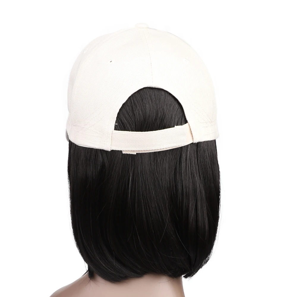 8inch Short Baseball Cap BoB Hair Wig Synthetic BOB Wig Hair Extension Naturally Connect Adjustable Cap For Women Outdoor