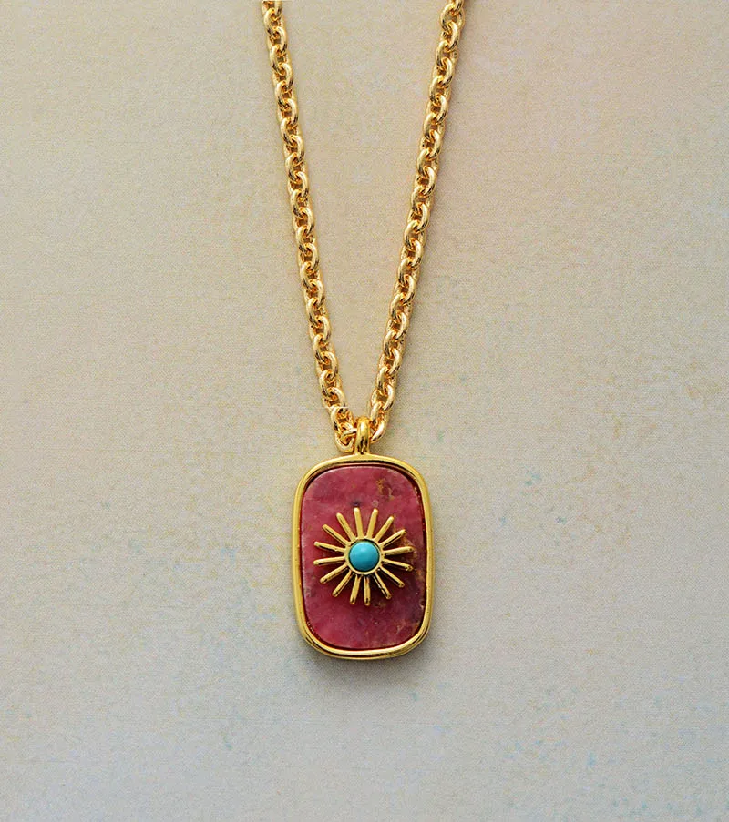 Top Natural Stone Geometric Pendant Necklaces Gold Tone Chain Short Choker Necklace Unique Gems Jewelry Wholesale Dropshipping