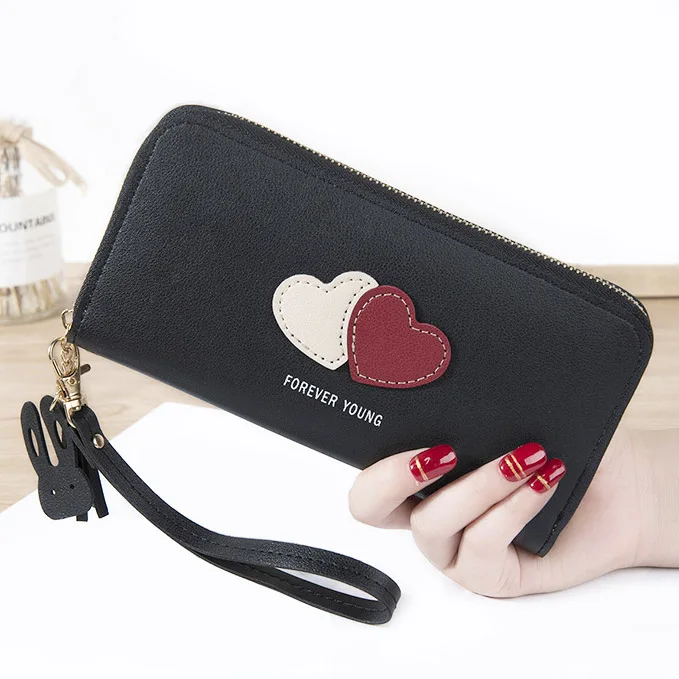 

Luxary Fashion Women Wallets Pocket PU Leather Hearts Lady Handbags Money Zipper Coin Purse New Woman Wallet Burse Bags Billfold