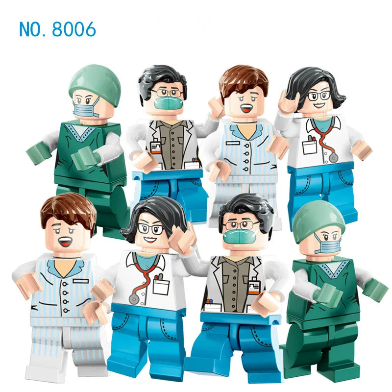 

Building Block Toys Dolls Sports Figures Epidemic Fighting Doctors Nurses Stretchers toys for children