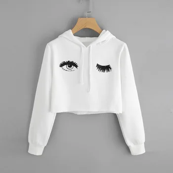 

2020 Eyelashes Eye 3D Print Sweatshirts Women Long Sleeve Aesthetic Hoodie Anime Top Clothes Hoody