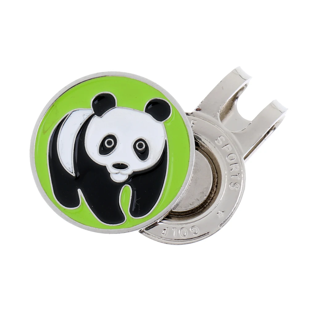 Metal Magnetic Golf Markers with Hat Clip Set Panda Pattern Golf Accessory Golfer Gift