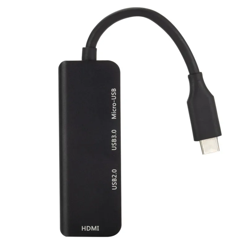 Концентратор type-C до 4K HDMI концентратор с 4K HDMI USB 3,0 Micro Usb порт для зарядки для MacBook Pro samsung Galaxy S8 huawei P20 Pro - Цвет: Black